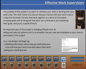 Simple screen format from Effective Work Supervision title